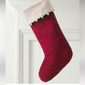 Garnet Hill Velvet stocking personalized and pottery barn stocking holder